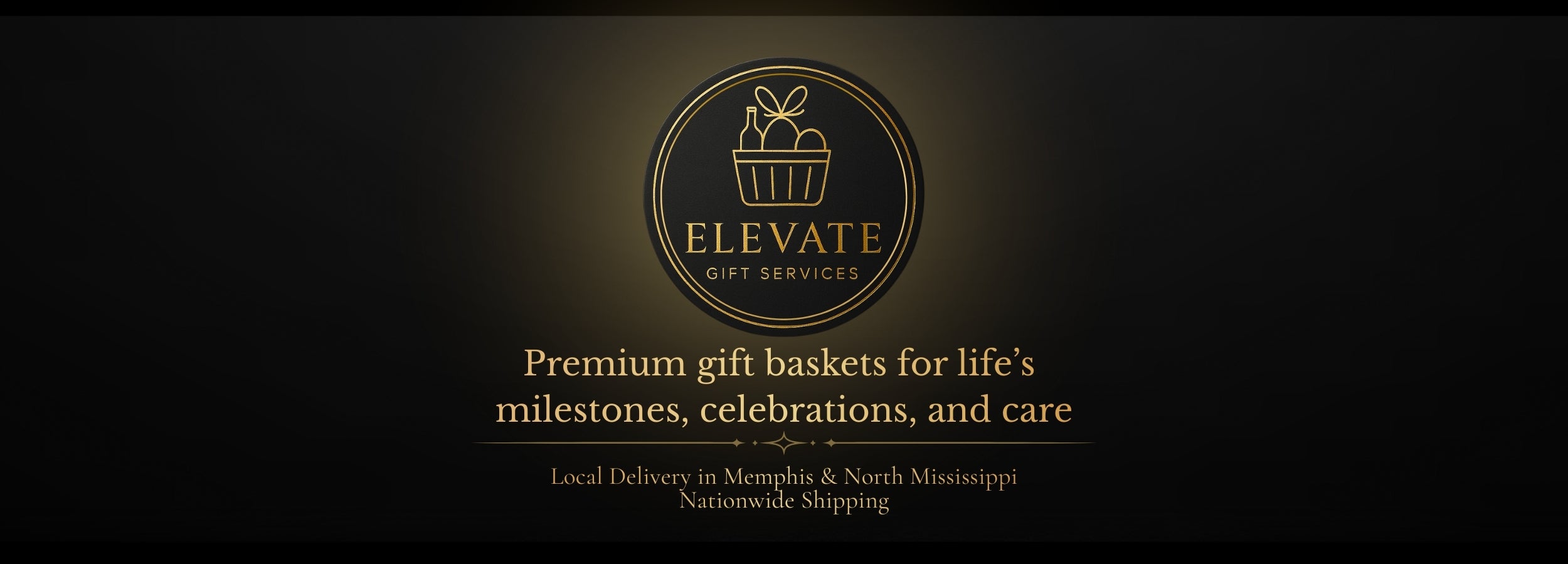 Elevate Gift Services logo with text on a black background